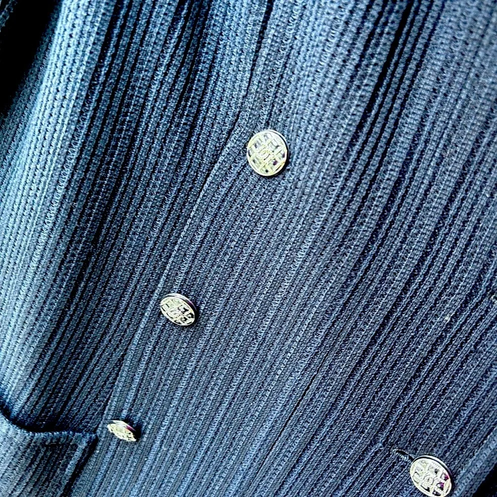 CHANEL Navy Blue Double-Breasted Blazer Coat from 2013